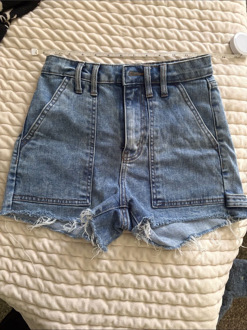 wild fable Light Blue High-Rise Frayed Denim Shorts